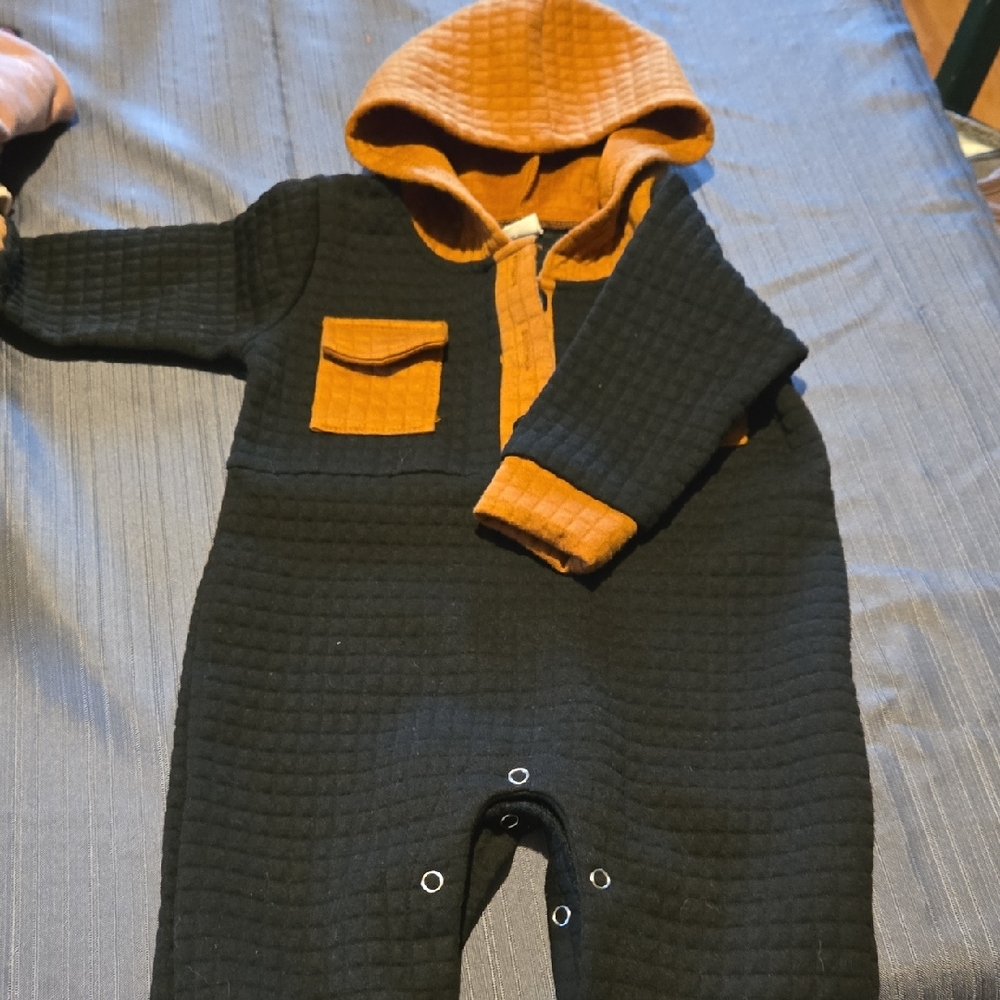 Cozy Black and Orange Kids One Piece